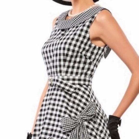 Last 1 Retro Style Gingham Check Sleeveless Dress - Picture 3 of 8